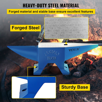 30kg Steel Horn Anvil for Blacksmithing, Portable and Durable Design