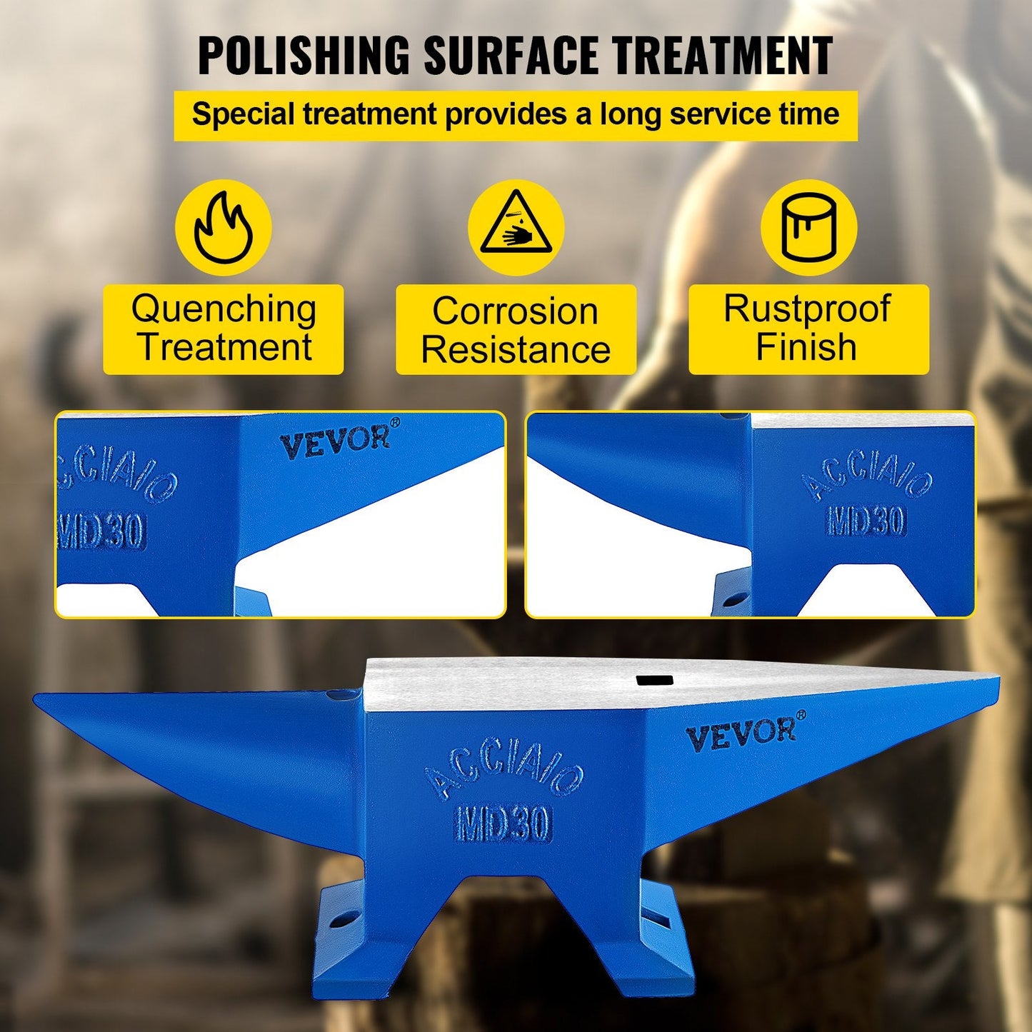 30kg Steel Horn Anvil for Blacksmithing, Portable and Durable Design