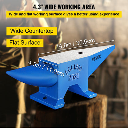30kg Steel Horn Anvil for Blacksmithing, Portable and Durable Design