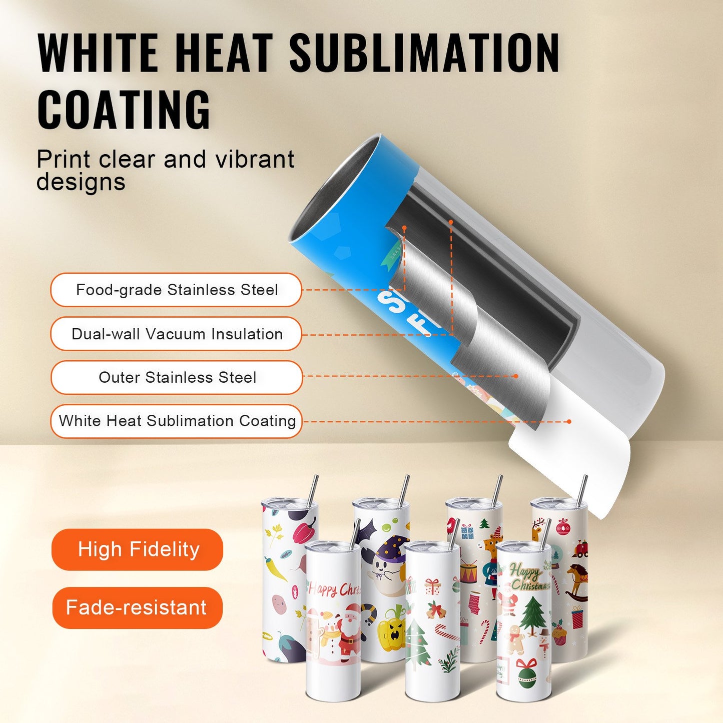 VEVOR Tumbler Heat Press Machine and Sublimation Tumblers, Tumbler Press Set with