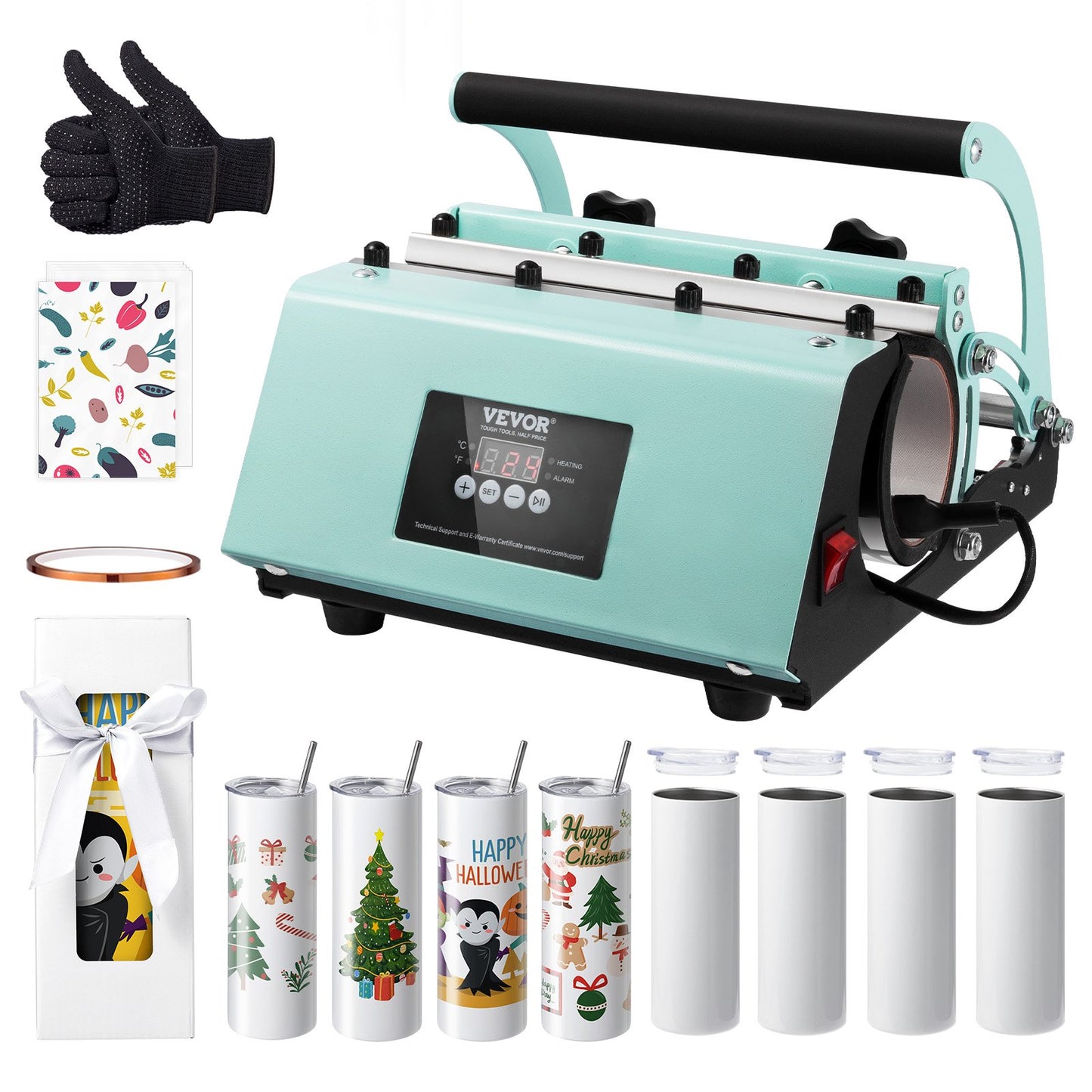 VEVOR Tumbler Heat Press Machine and Sublimation Tumblers, Tumbler Press Set with