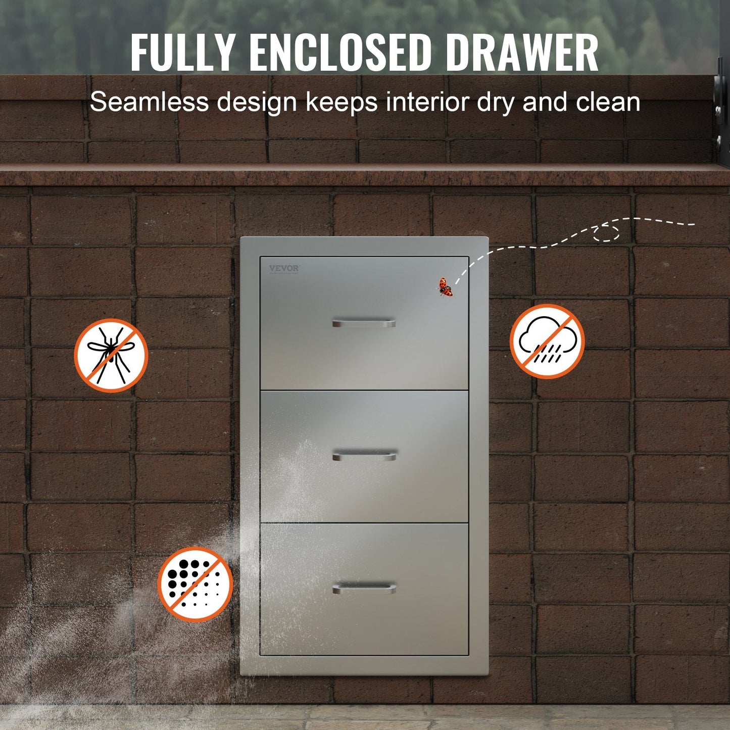 Stainless Steel Triple Access Drawer with Venting Panel, 0.76 x 0.43 m, 19.5 kg