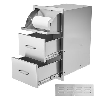 Flush triple access drawer raised style height triple drawer, 76 x 43 cm,stainless