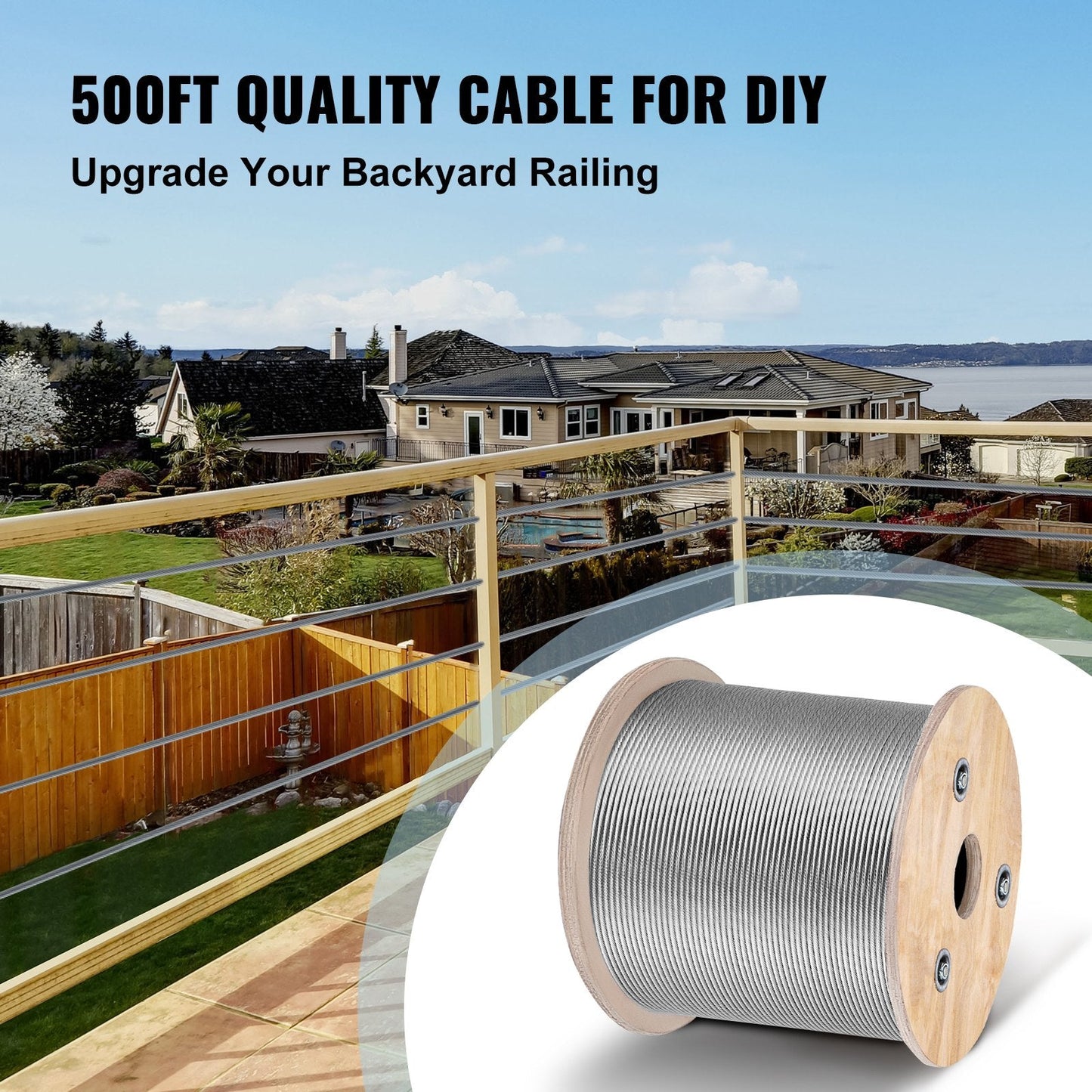 Stainless Steel 3.2mm Cable Railing, 152m Marine Grade Wire Rope for Decks