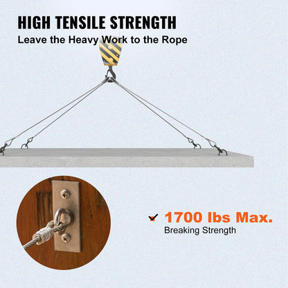 VEVOR 1/8 Stainless Steel Cable Railing 500ft, Wire Rope 316 Marine Grade, Braided