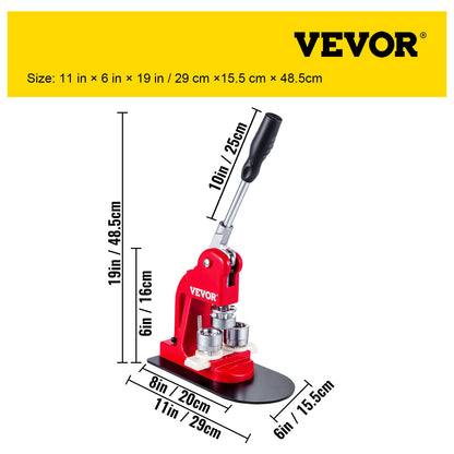 VEVOR Button Maker Button Badge Maker 32mm(1.25in) DIY Pin Button Maker Machine