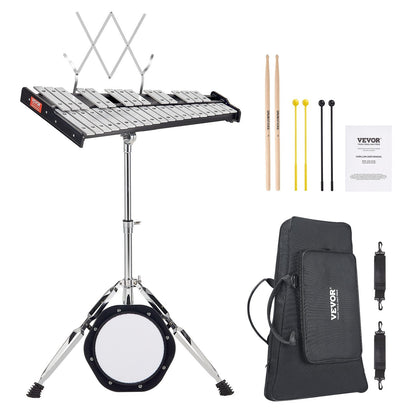 Professional 32-Note Glockenspiel Xylophone Kit with Stand & Accessories