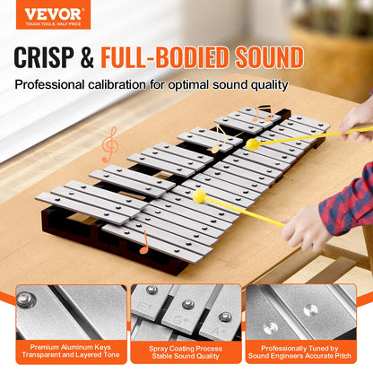 VEVOR 32 Note Glockenspiel Xylophone Bell Kit, Percussion Instrument with Mallets,