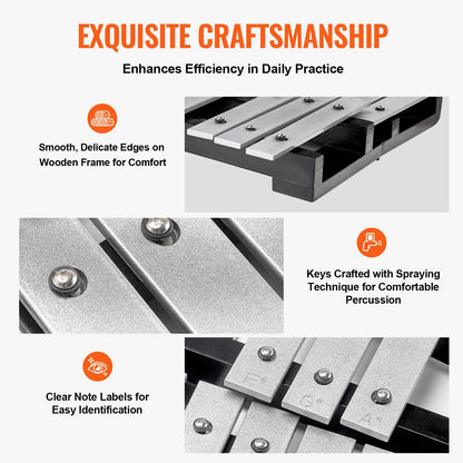 VEVOR 32 Note Glockenspiel Xylophone Bell Kit, Percussion Instrument with Mallets,