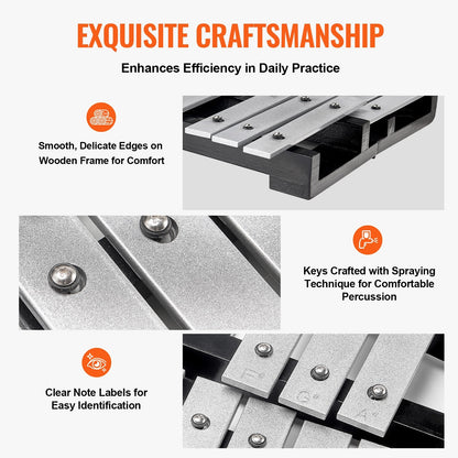 32-Note Glockenspiel Xylophone Kit with Mallets, Stand, and Carrying Bag