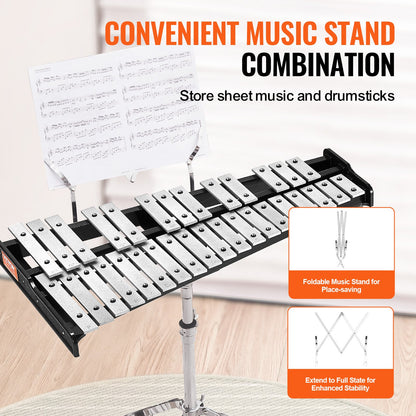 VEVOR 32 Note Glockenspiel Xylophone Bell Kit, Professional Percussion Instrument