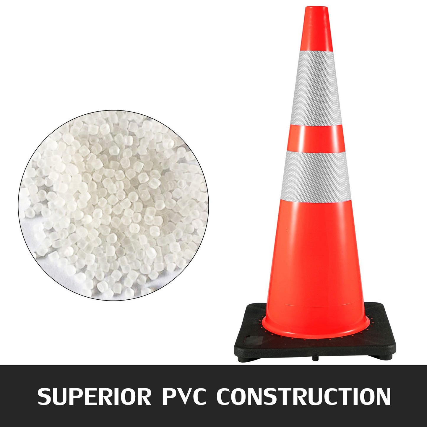 VEVOR 6Pack 36" Traffic Cones, Safety Road Parking Cone with Black Weighted Base,