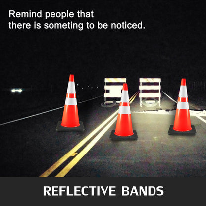 6-Pack 0.92m Traffic Safety Cones with Reflective Collars and Weighted Base