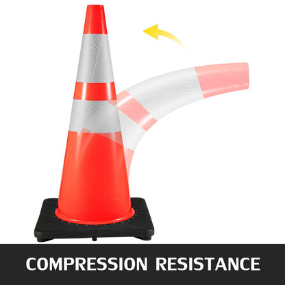 6-Pack 0.92m Traffic Safety Cones with Reflective Collars and Weighted Base