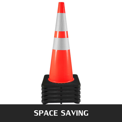 VEVOR 6Pack 36" Traffic Cones, Safety Road Parking Cone with Black Weighted Base,