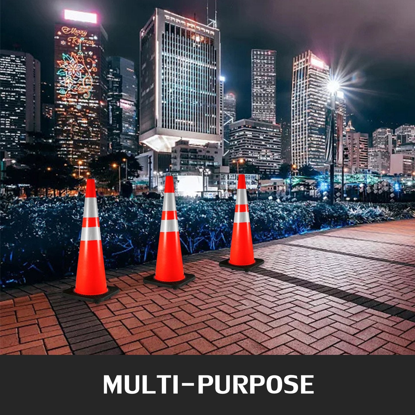 6-Pack 0.92m Traffic Safety Cones with Reflective Collars and Weighted Base