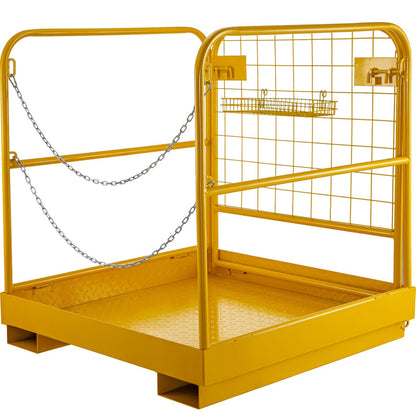 Foldable Forklift Safety Cage for 1-2 People, 500 kg Capacity, Steel, Yellow