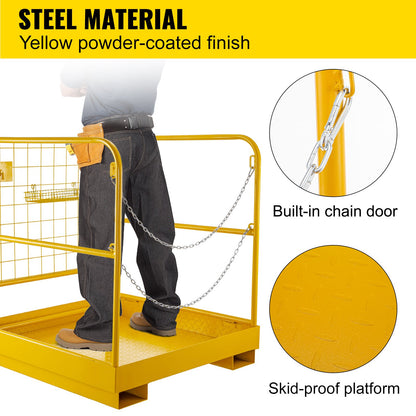 VEVOR Forklift Man Basket 36"x36" for 1 or 2 People, Forklift Safety Cage 1102 Lbs,
