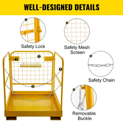 VEVOR Forklift Man Basket 36"x36" for 1 or 2 People, Forklift Safety Cage 1102 Lbs,