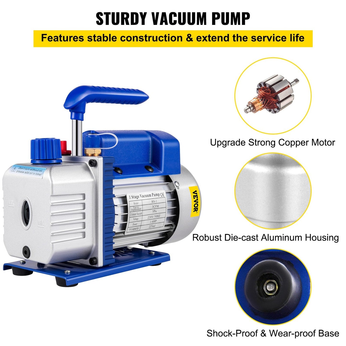 High-Performance 0.91m³/min Vacuum Pump with Gauges for HVAC Systems