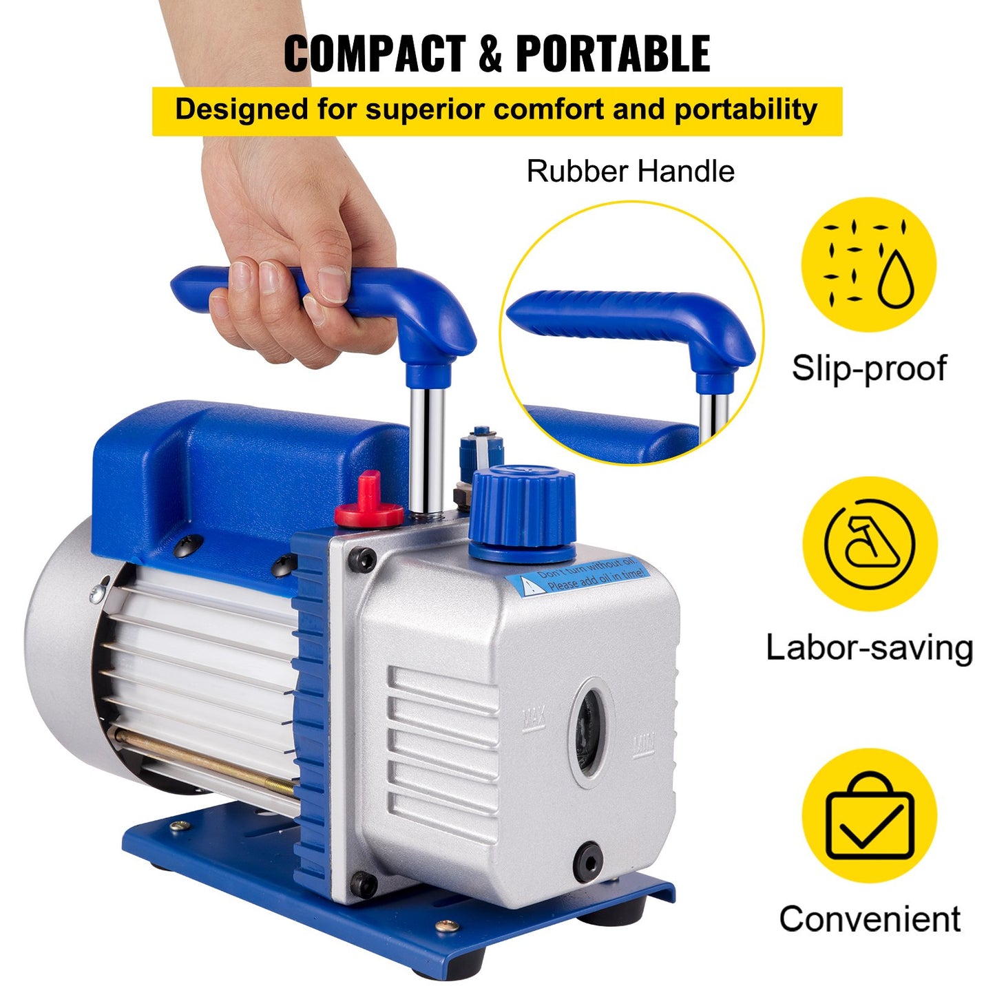 Vevor 3CFM 1 Stages Refrigerant Vacuum Pump Refrigeration Gauges Tools Air Condition