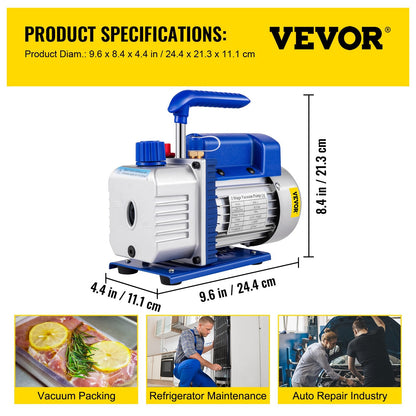 High-Performance 0.91m³/min Vacuum Pump with Gauges for HVAC Systems