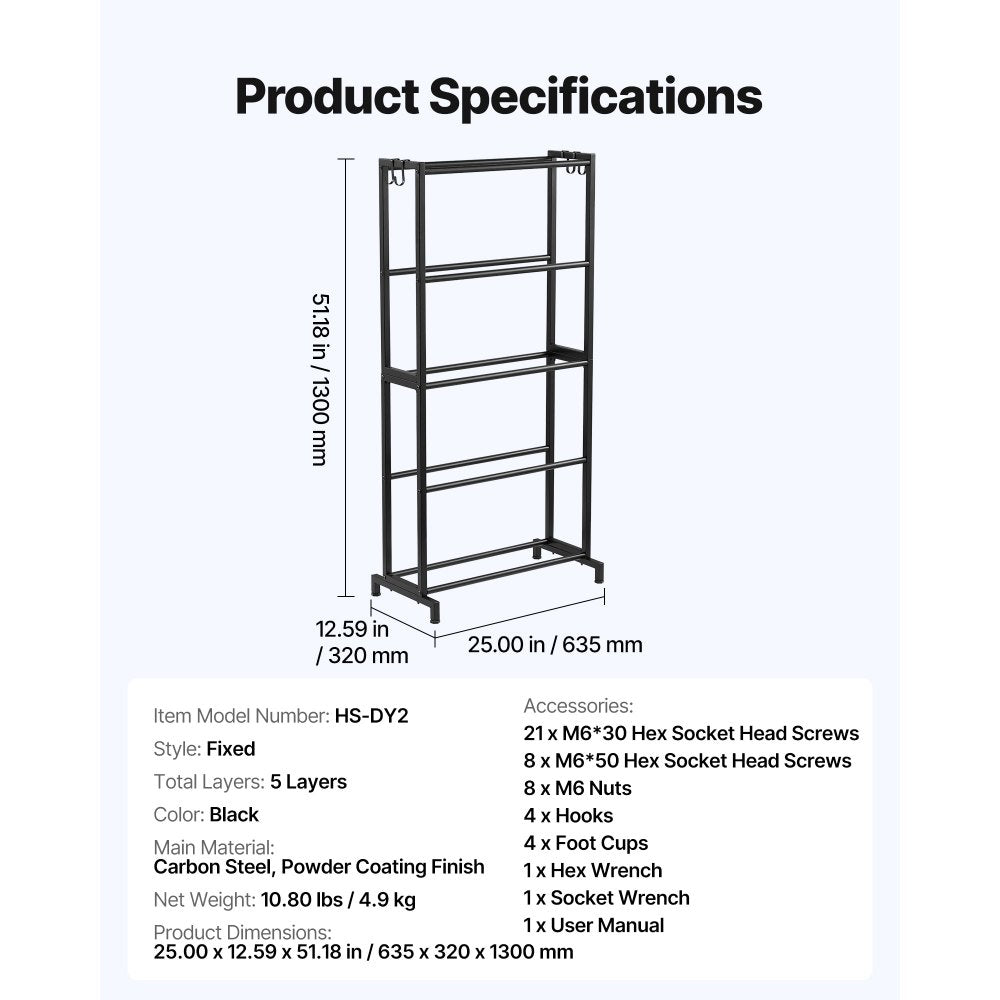 VEVOR 3D Printer Filament Storage Rack 5 Tier Filament Spool Holders Racks
