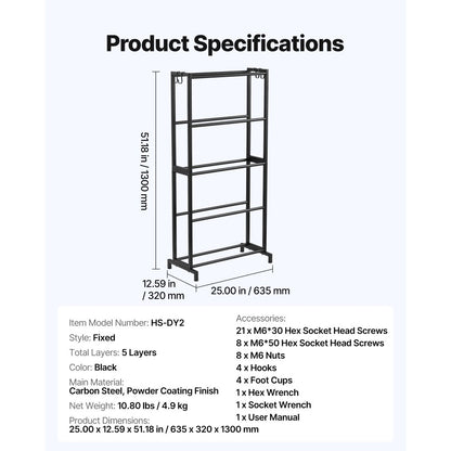 VEVOR 3D Printer Filament Storage Rack 5 Tier Filament Spool Holders Racks