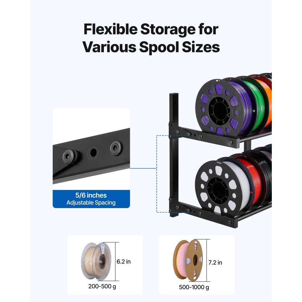 VEVOR Wall Mount Printer Filament Storage Rack 2-Tier Filament Spool Holder Rack