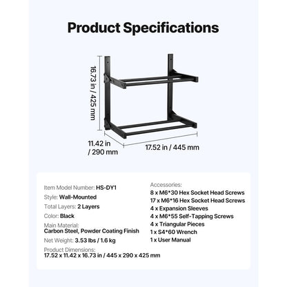 VEVOR Wall Mount Printer Filament Storage Rack 2-Tier Filament Spool Holder Rack