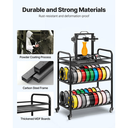 VEVOR 3D Printer Filament Storage Rack 3 Tier Filament Spool Holders Racks