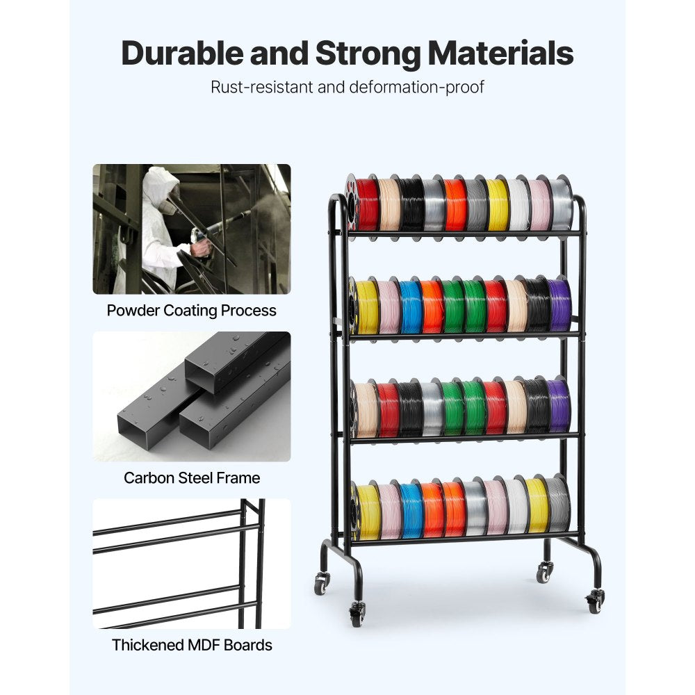 VEVOR 3D Printer Filament Storage Rack 4 Tier Filament Spool Holders Racks