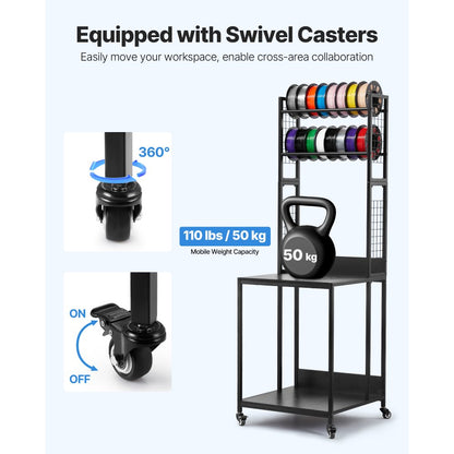 3D Printer Filament Storage Rack 4-Tier 3D Printer Stand with Storage