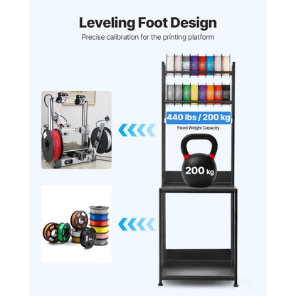 3D Printer Filament Storage Rack 4-Tier 3D Printer Stand with Storage
