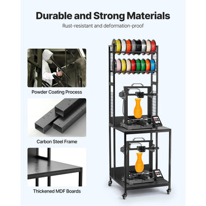 3D Printer Filament Storage Rack 4-Tier 3D Printer Stand with Storage