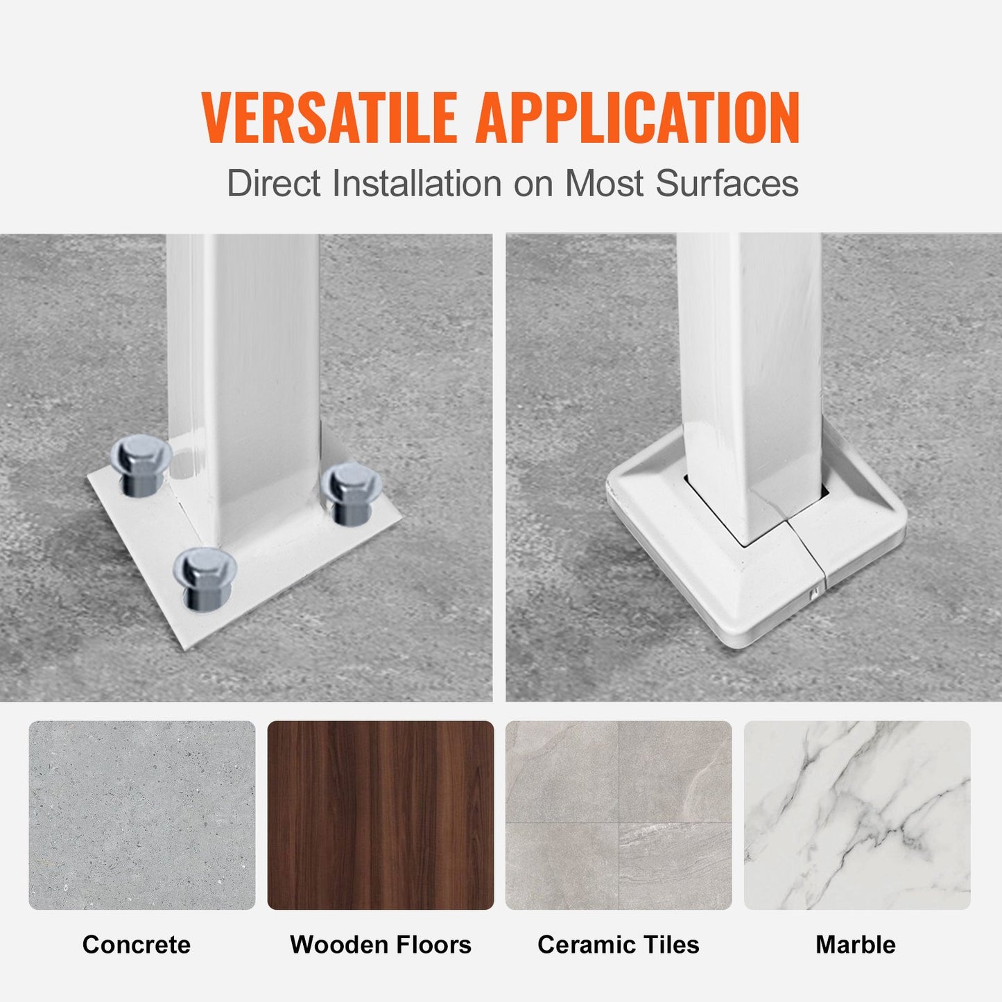 Handrails for Outdoor Steps, Fit 1 or 3 Steps Outdoor Stair Railing, White Wrought Iron Handrail, Flexible Front Porch Hand Rail, Transitional Handrails for Concrete Steps or Wooden Stairs