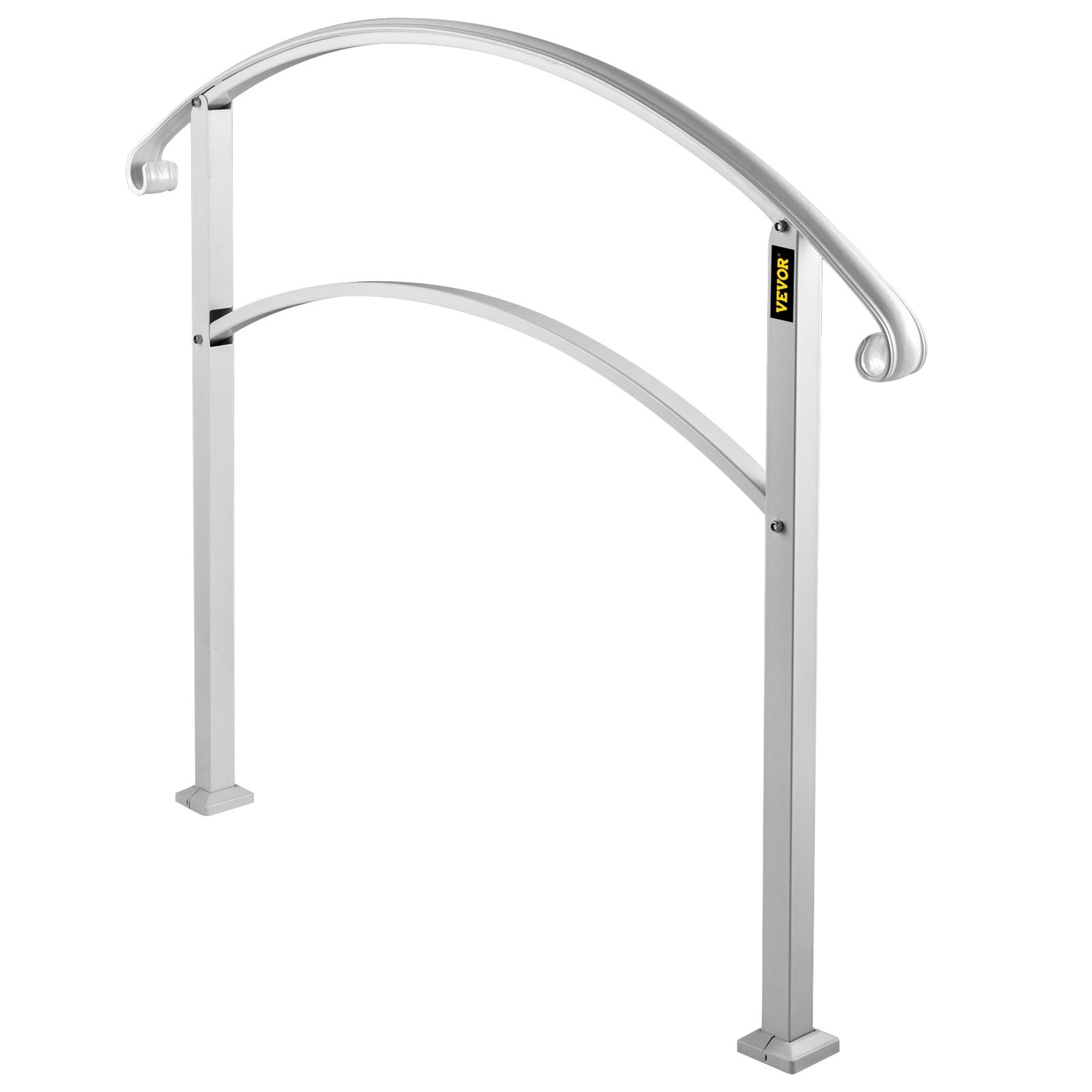 Handrails for Outdoor Steps, Fit 1 or 3 Steps Outdoor Stair Railing, White Wrought Iron Handrail, Flexible Front Porch Hand Rail, Transitional Handrails for Concrete Steps or Wooden Stairs