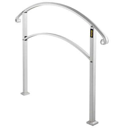 Handrails for Outdoor Steps, Fit 1 or 3 Steps Outdoor Stair Railing, White Wrought Iron Handrail, Flexible Front Porch Hand Rail, Transitional Handrails for Concrete Steps or Wooden Stairs