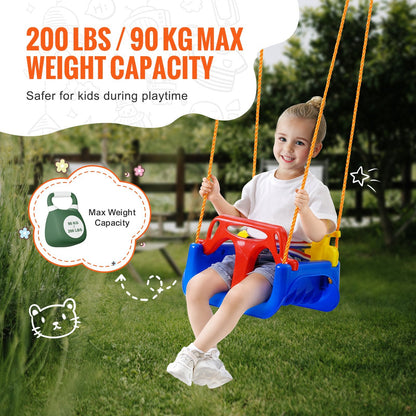 3-in-1 Toddler Swing Seat with Adjustable Ropes and Safety Locks for Indoor/Outdoor