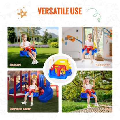 3-in-1 Toddler Swing Seat with Adjustable Ropes and Safety Locks for Indoor/Outdoor
