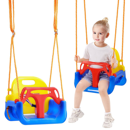 3-in-1 Toddler Swing Seat with Adjustable Ropes and Safety Locks for Indoor/Outdoor