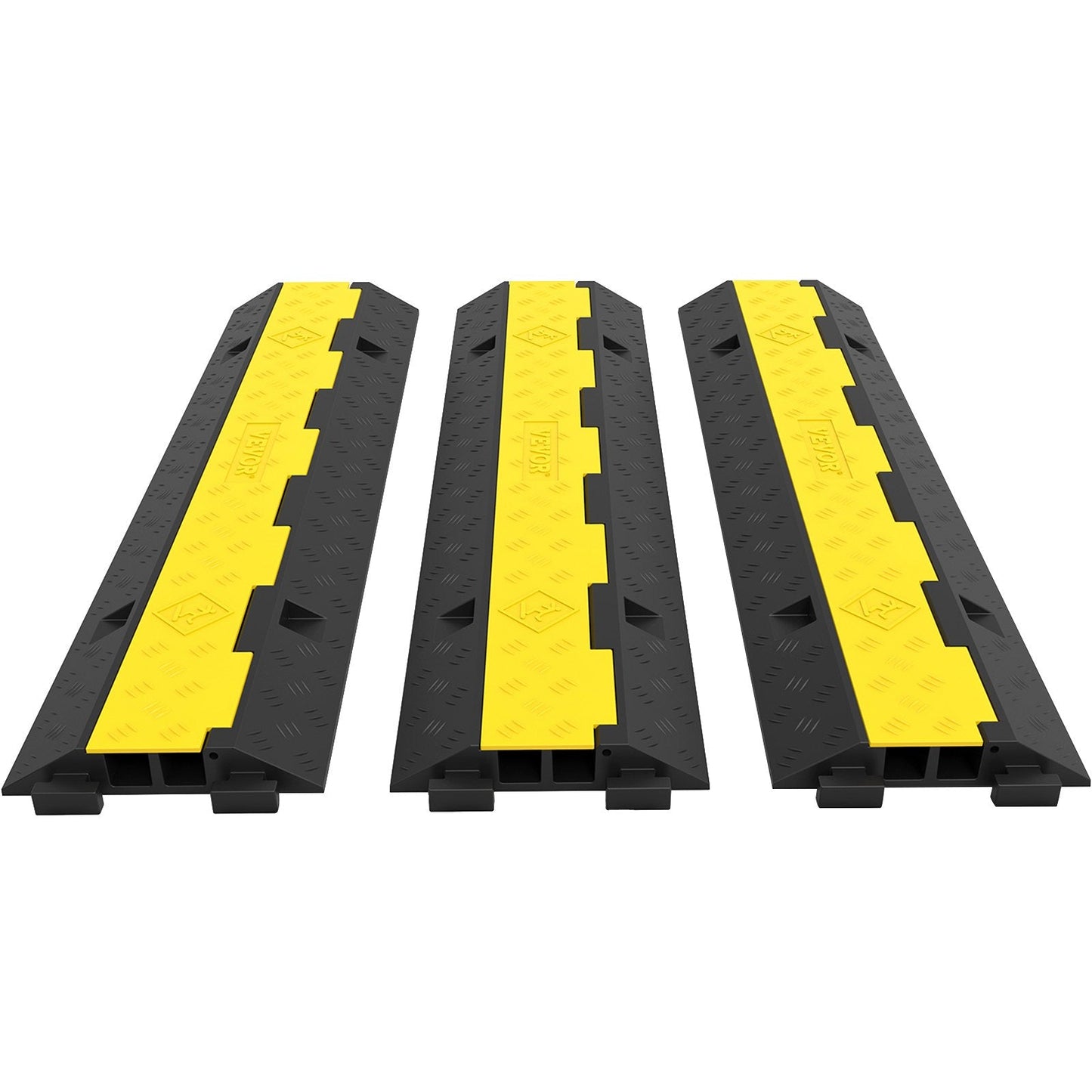 Heavy Duty Rubber Cable Protector Ramps, 2 Channels, 3 Pack, 4,989 kg Capacity