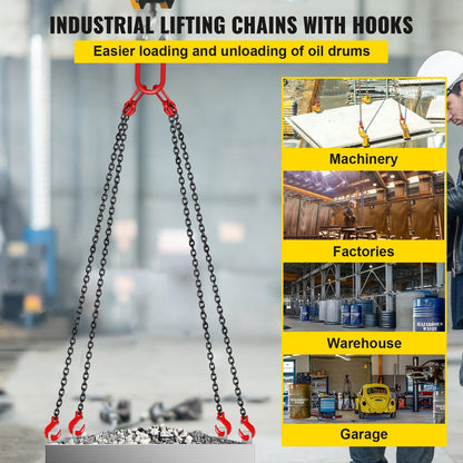 Heavy Duty G80 Alloy Steel 4-Leg Engine Lift Chain Sling, 3m, 5t Capacity