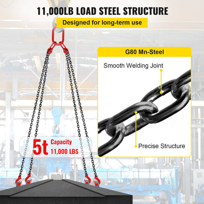 VEVOR Chain Sling 9/32" X 10' Engine Lift Chain G80 Alloy Steel Engine Chain Hoist