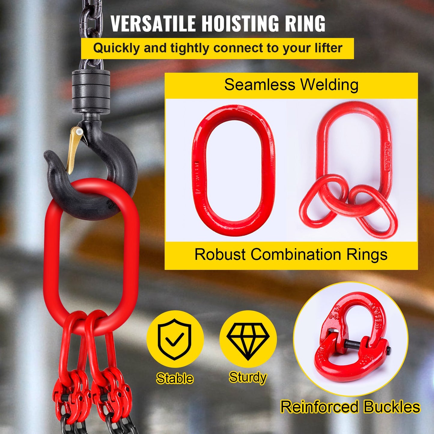 VEVOR Chain Sling 9/32" X 10' Engine Lift Chain G80 Alloy Steel Engine Chain Hoist