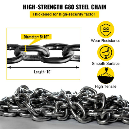 Heavy Duty G80 Alloy Steel 4-Leg Engine Lift Chain Sling, 3m, 5t Capacity