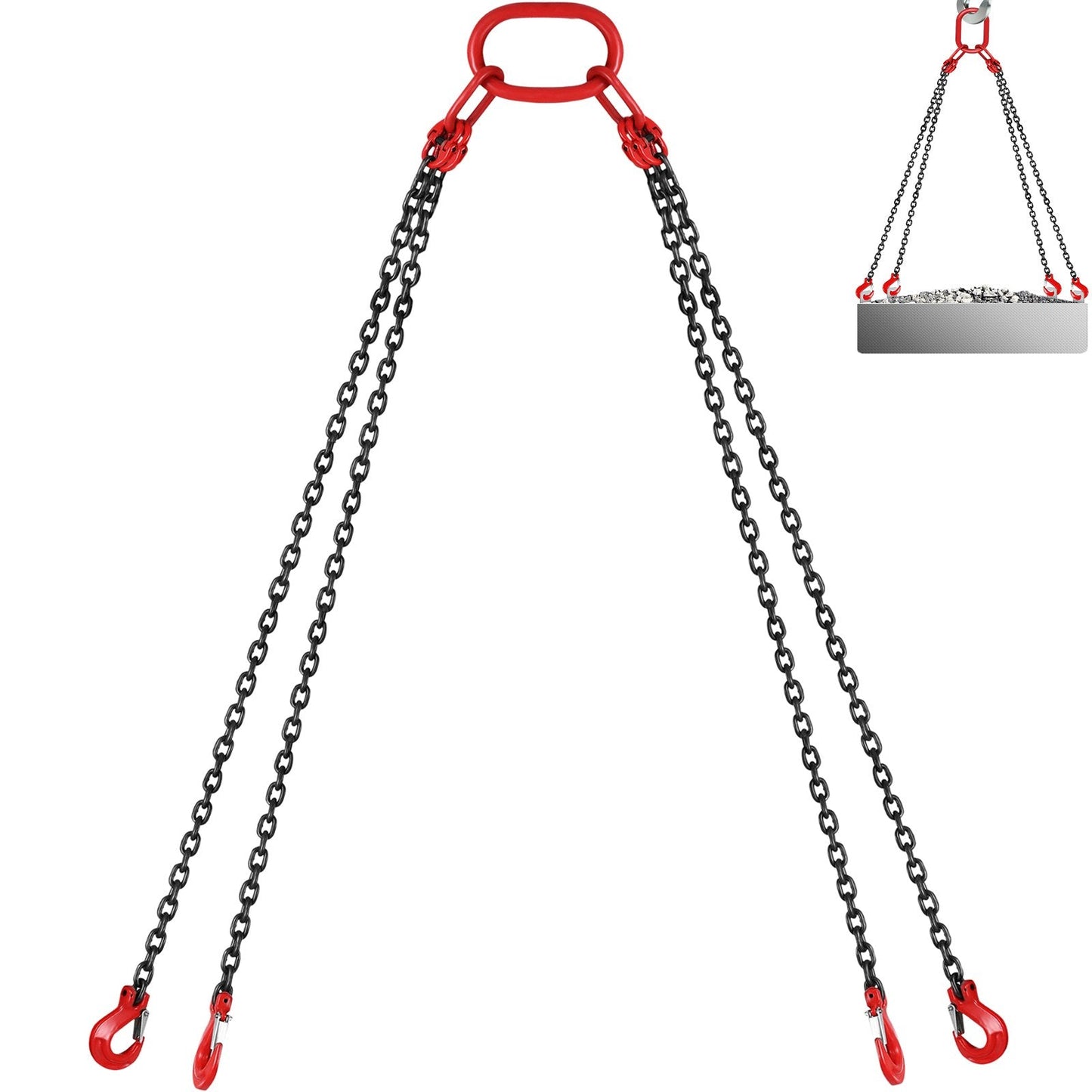 Heavy Duty G80 Alloy Steel 4-Leg Engine Lift Chain Sling, 3m, 5t Capacity