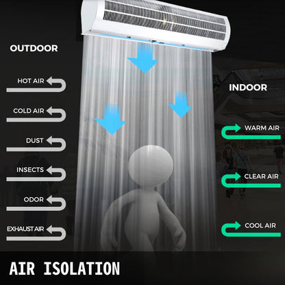 900mm Electric Air Curtain with Limit Switch, 3 Speeds, Energy-Saving Design