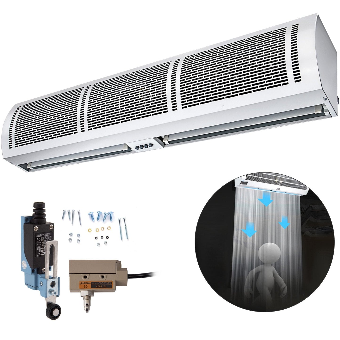 1.2m Electric Air Curtain with Limit Switch, 3-Speed, 2204 CFM, 17 kg