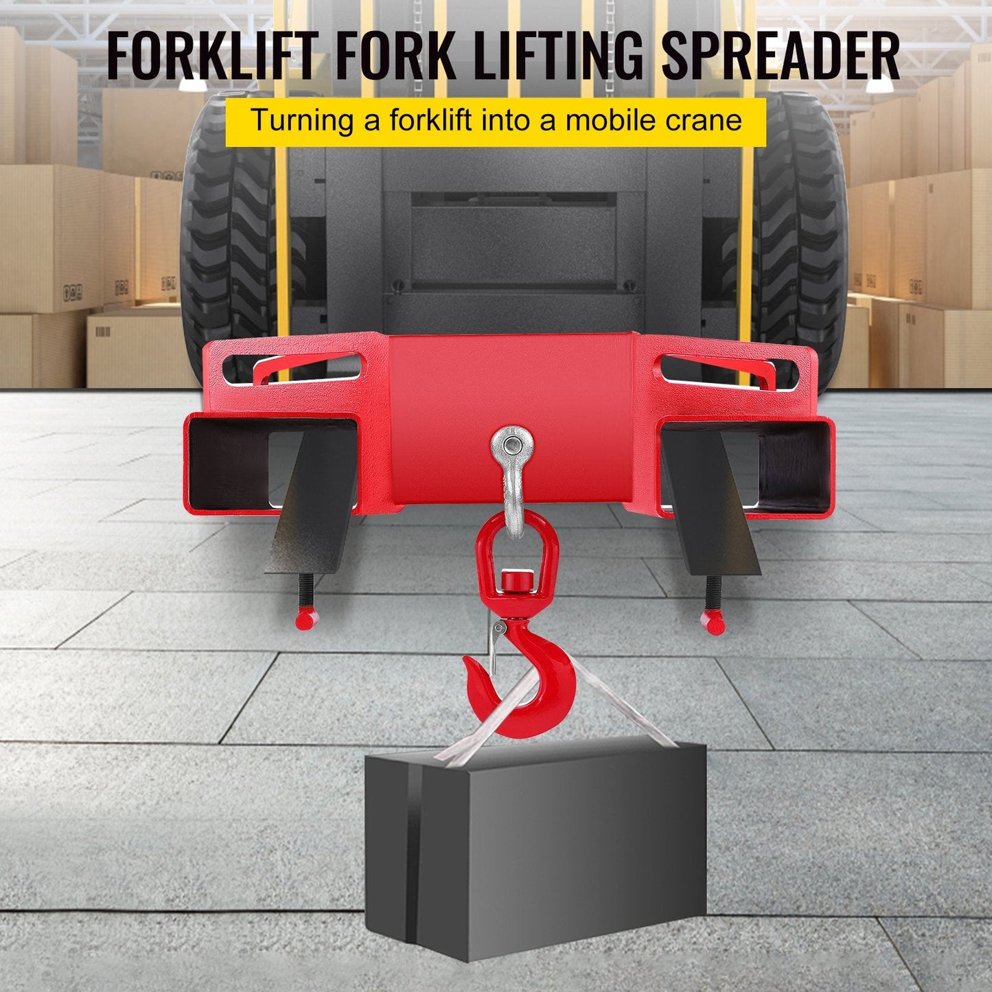 Heavy-Duty Forklift Hoist with Swivel Hook, 3000 kg Capacity, Red Steel